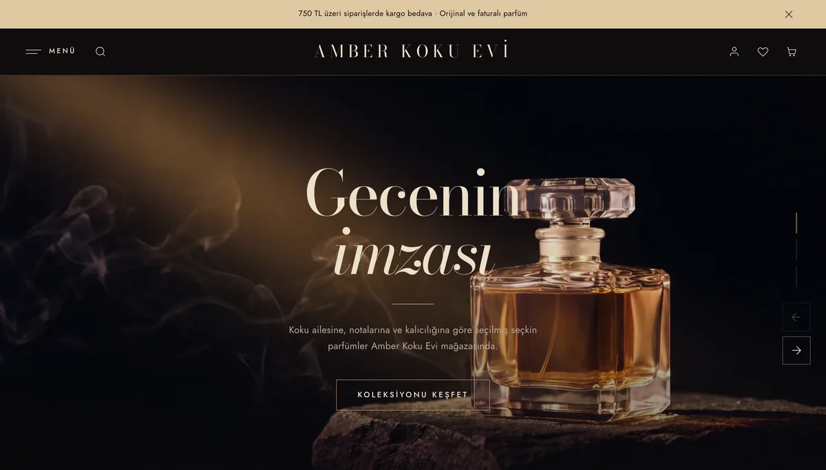 Amber teması ana sayfası, masaüstü
