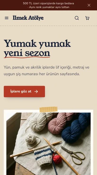 Atölye teması ana sayfası, telefon