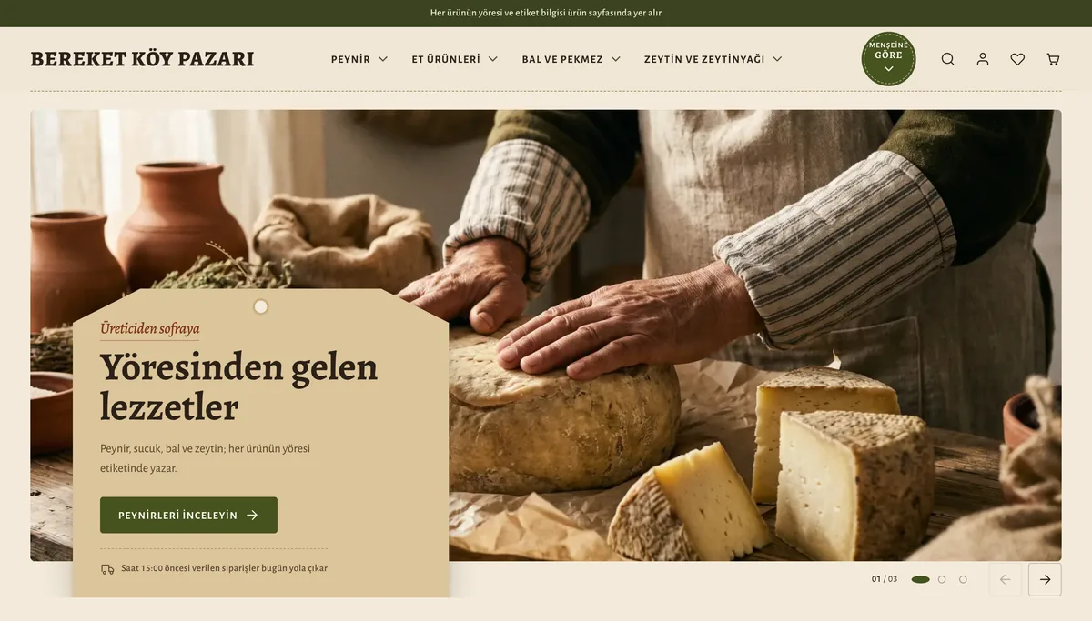 Bereket teması ana sayfası, masaüstü