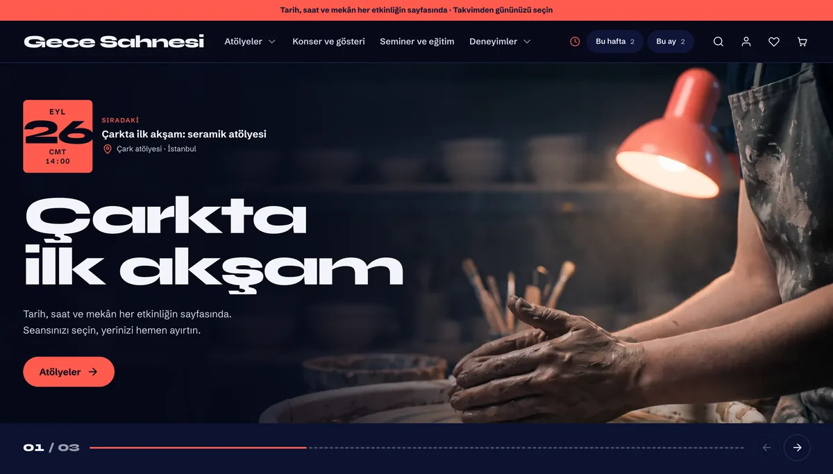 Bilet teması ana sayfası, masaüstü