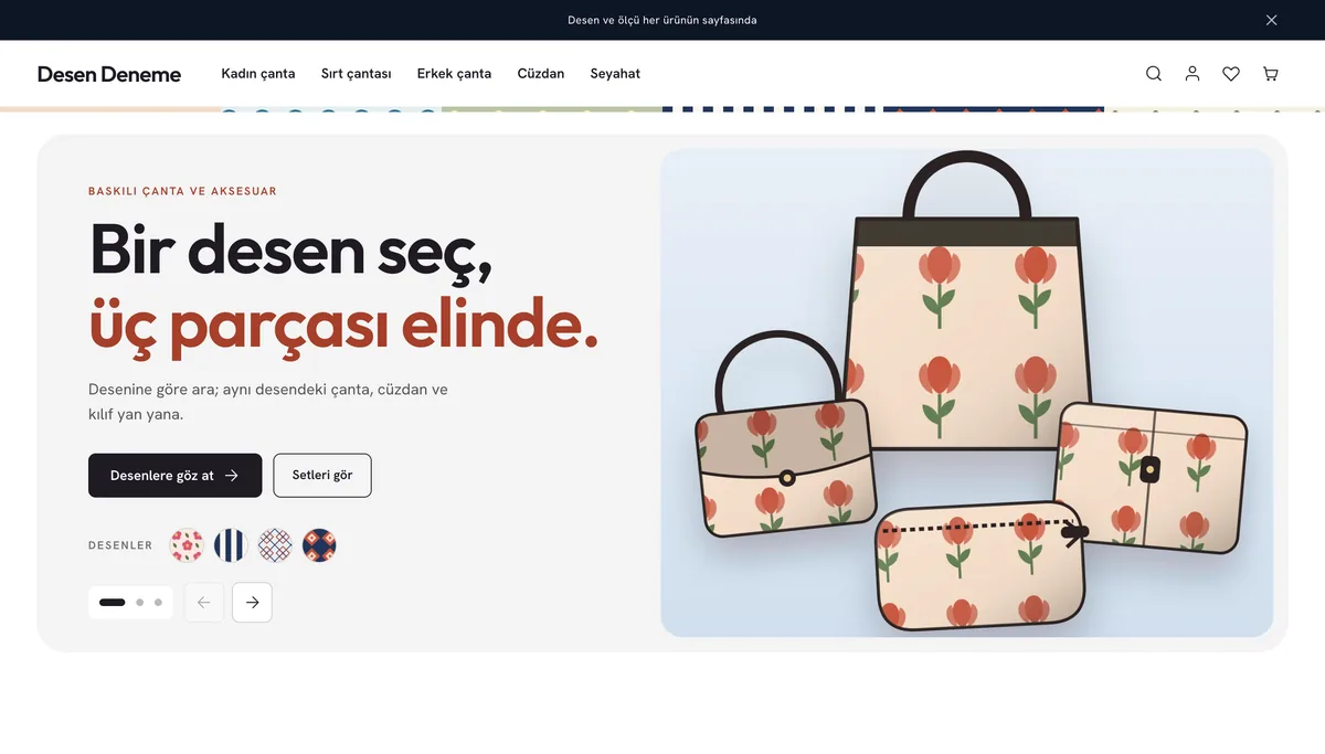 Desen teması ana sayfası, masaüstü