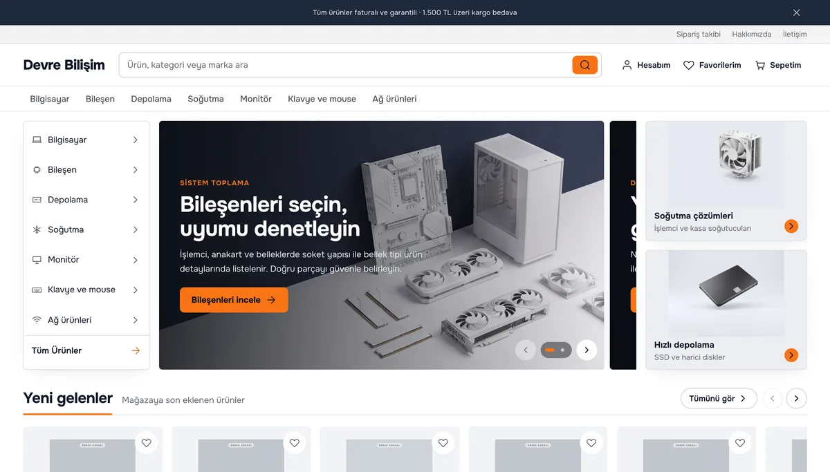 Devre teması ana sayfası, masaüstü