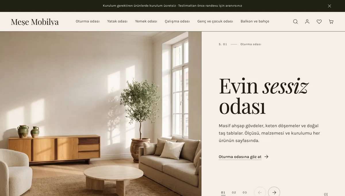Meşe teması ana sayfası, masaüstü
