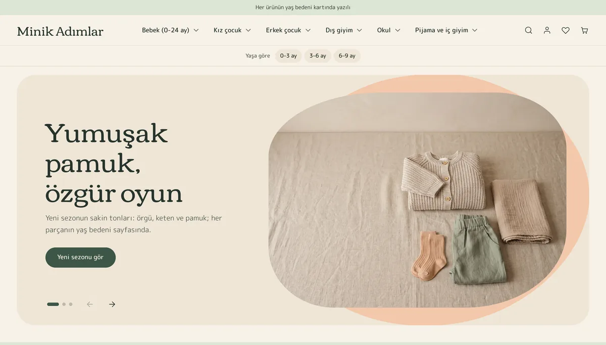 Minik teması ana sayfası, masaüstü
