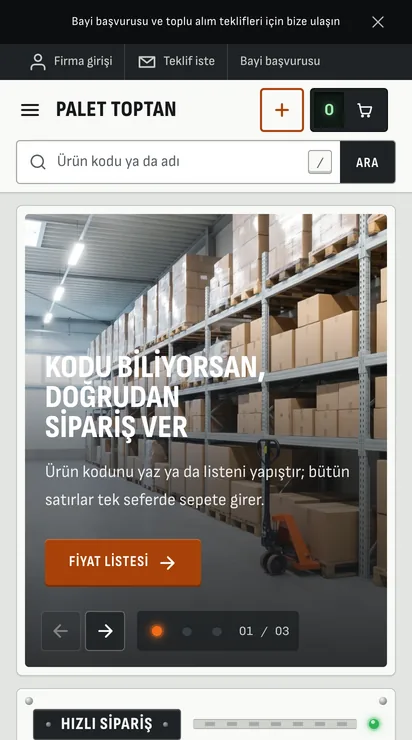Palet teması ana sayfası, telefon