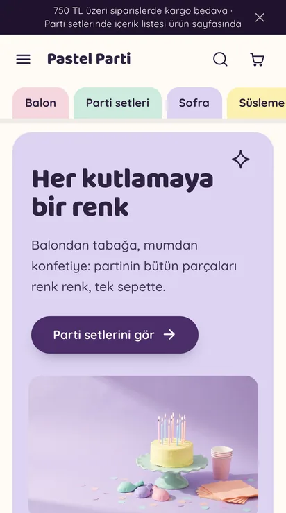 Pastel teması ana sayfası, telefon