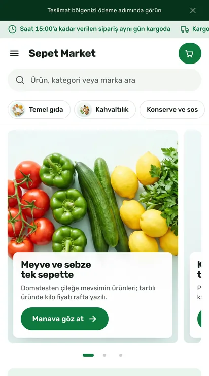 Sepet teması ana sayfası, telefon