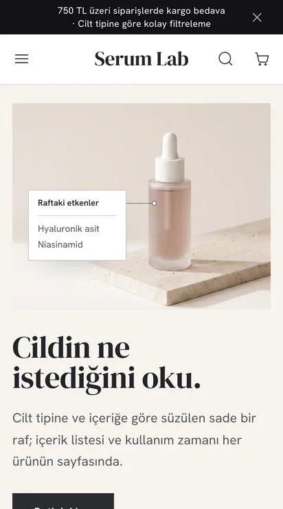 Serum teması ana sayfası, telefon