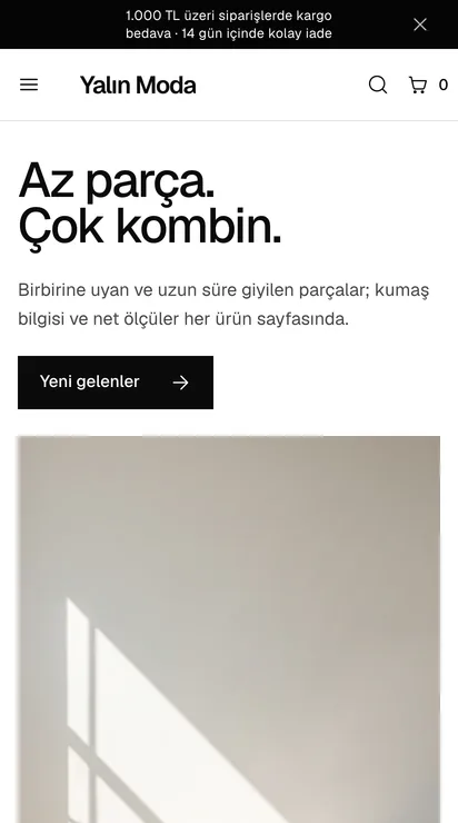 Yalın teması ana sayfası, telefon