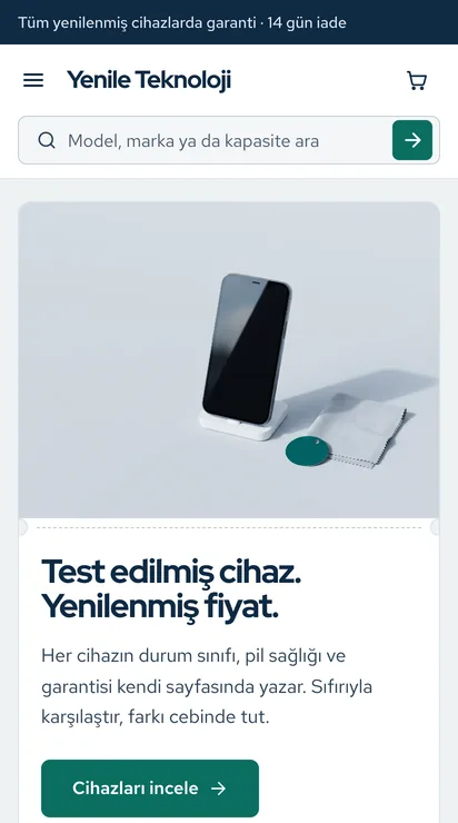 Yenile teması ana sayfası, telefon