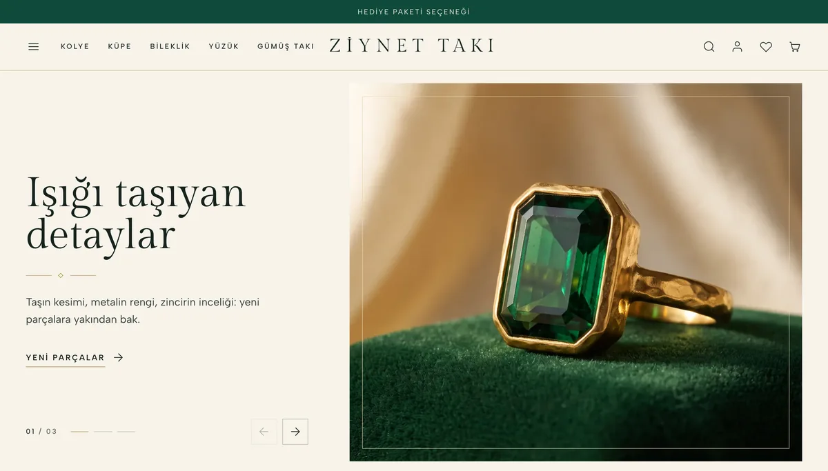Ziynet teması ana sayfası, masaüstü